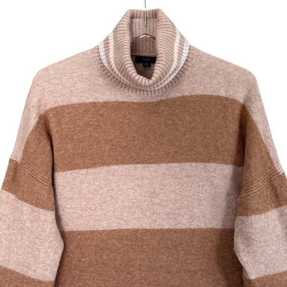 JCREW Womens Striped Oversized Turtleneck Sweater Wool Alpaca Soft Yarn Size XL‎ - Picture 5 of 15